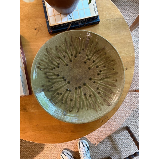 Mid 20th Century Large Japanese Mashiko Style Ceramic Platter For Sale - Image 4 of 6