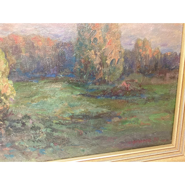 Paint 1990s Russian Impressionist Landscape Painting on Board Signed and Dated For Sale - Image 7 of 10