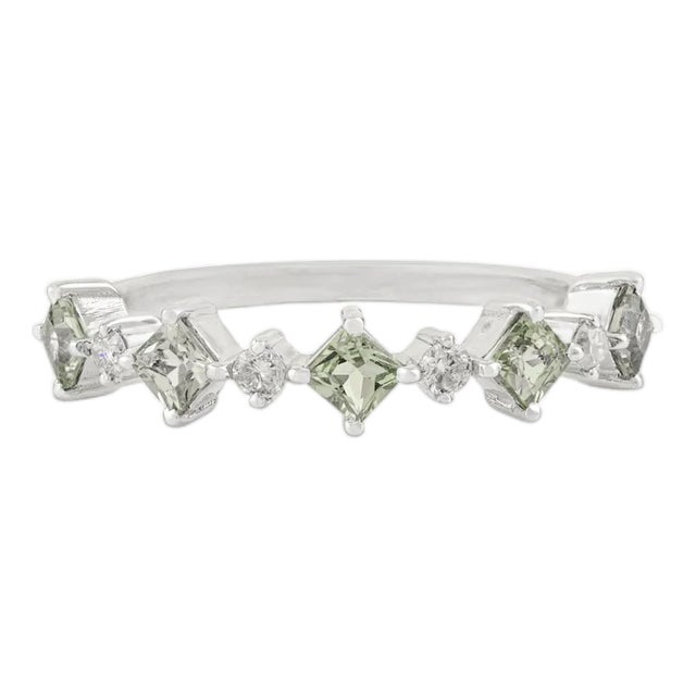 Natural Green Sapphire Minimal Gold Stacking Ring Size 5 For Sale