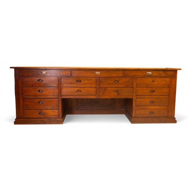 Vintage Wood Sideboard with 16 Drawers For Sale - Image 15 of 15
