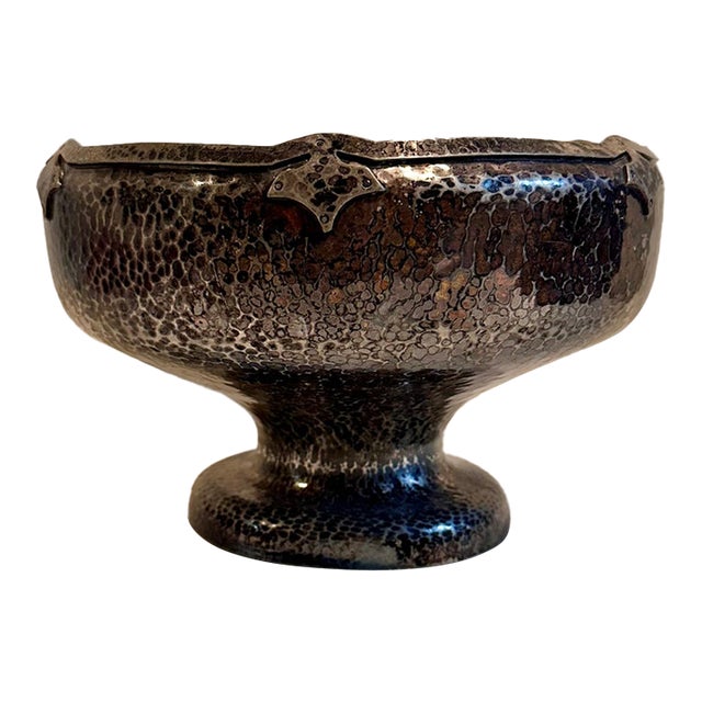 Antique Arts and Crafts Hammered Silverplate Bowl For Sale