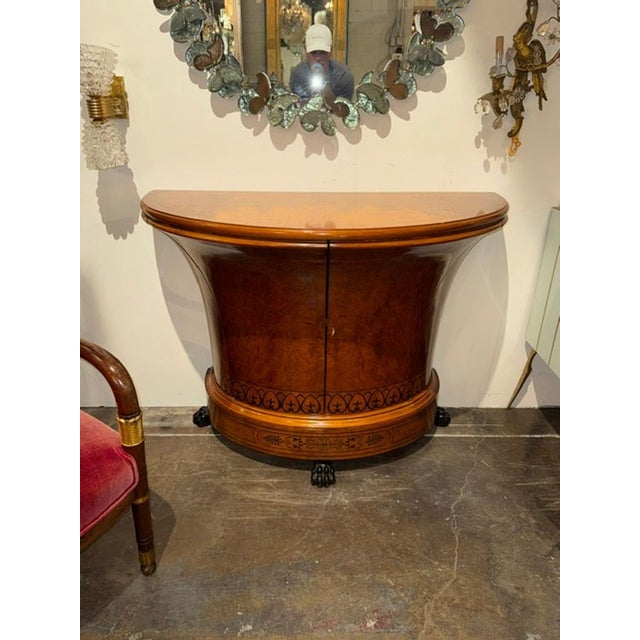 Fine Quality Italian Walnut Demi-lune Side Table. A fine Italian walnut demi‑lune side table is a classic form in Italian...