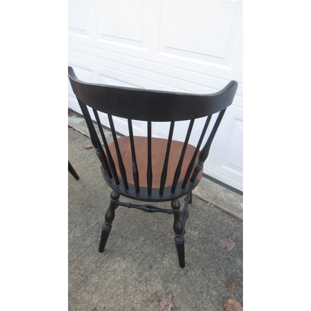 Wood 1980s Pair Hitchcock Chairs Farmhouse Black Signed Designer For Sale - Image 7 of 10