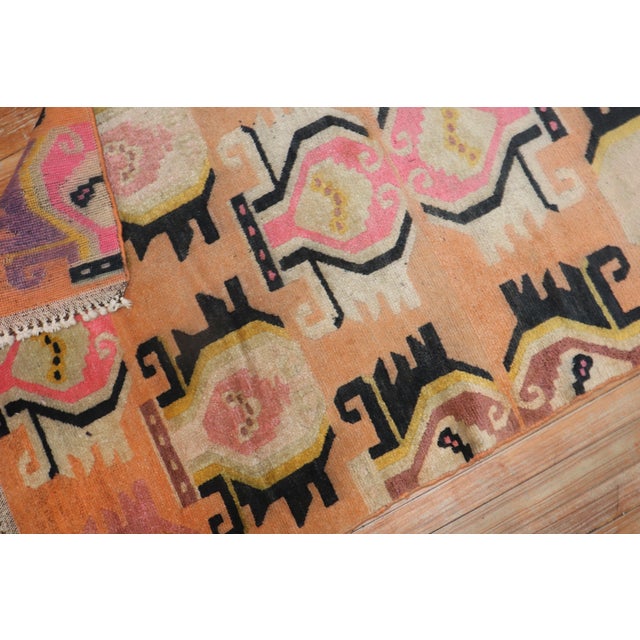 Textile Vintage Orange Tibetan Rug - 3'2" x 5'6" For Sale - Image 7 of 8