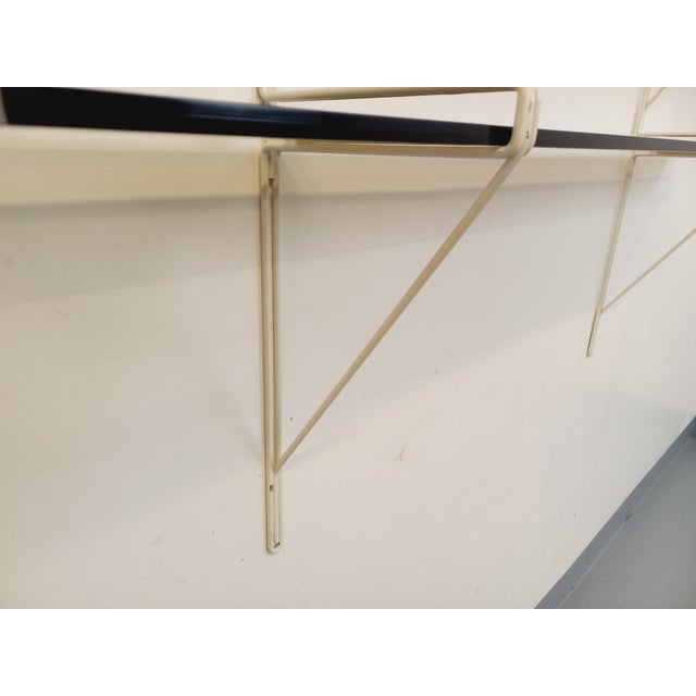 Large Vintage Wall Shelf in Smoked Glass and White Metal, String Tomado Style, from the 1960s, 1970s For Sale - Image 14 of 17