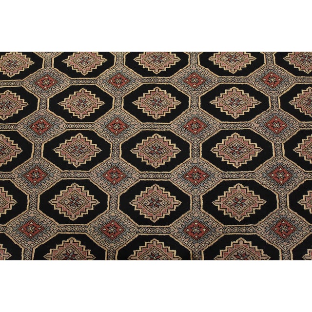 Bokhara Jaldar Rug 8’1” X 10’2” Black Wool Tribal Hand-Knotted Oriental Carpet For Sale In Philadelphia - Image 6 of 13