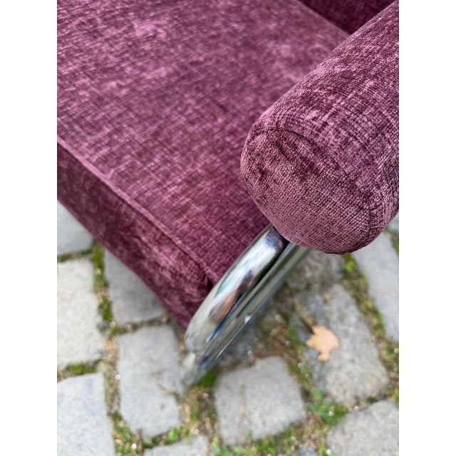 Metal Halina Armchair in Purple Upholstered and Chrome Finish by Hellerau For Sale - Image 7 of 11