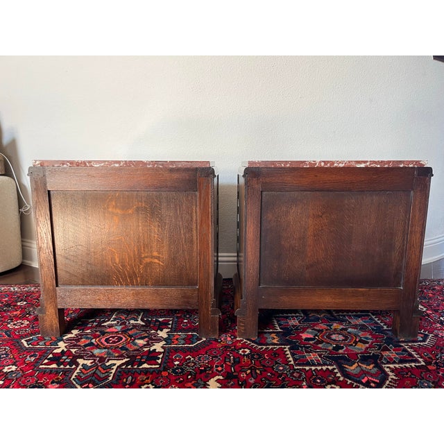 Pair of French Style Art Deco Marble Top Night Stand, Bedside Table For Sale - Image 12 of 12