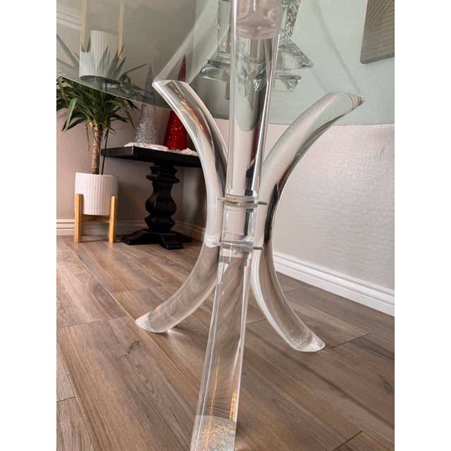 1970s Charles Hollis Jones-Inspired 3-Prong Lucite Vintage Dining Table For Sale - Image 9 of 11