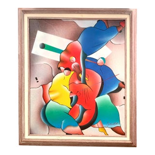 Late 20th Century Abstract Painting Signed G. Kendall Expressionist Contemporary Vintage Art Decor For Sale