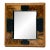 Late 20th Century Mirror in Cowhide Cover on Heavy Wood Frame Vintage Western Rustic Decor For Sale