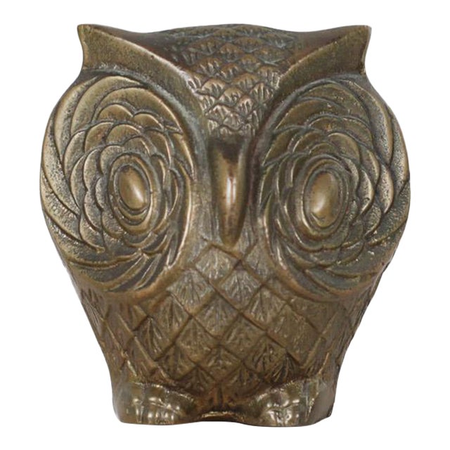 Mid-Century Modern Brass Owl Figurine For Sale