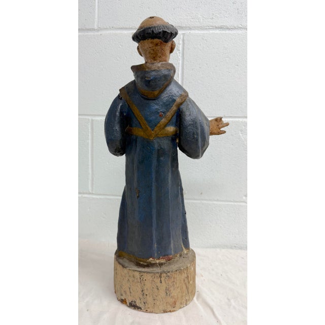 Large 1600's Antique Hand Carved Polychromed Santos St. Francis Sculpture Statue For Sale - Image 13 of 16