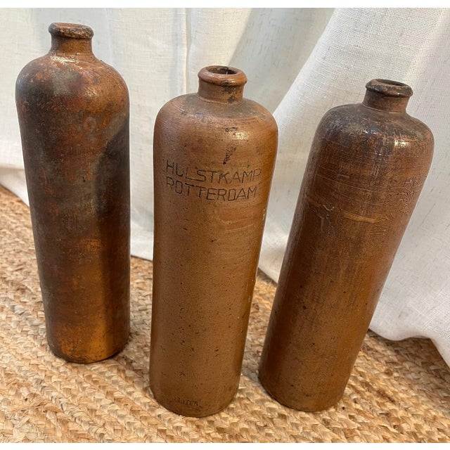 Ceramic Antique Dutch Salt Glazed Stoneware Gin Bottles. Made in Mid-1800s. For Sale - Image 7 of 14