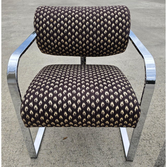 1970s Milo Baughman for Thayer Coggin 1970s Postmodern Chrome Cantilever Armchairs Pair For Sale - Image 5 of 18
