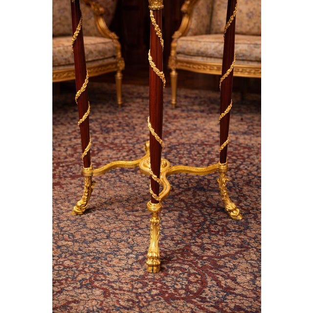 1990s French Artisan Louis XVI Mahogany Marble Side Table - 1 Pc For Sale - Image 6 of 8