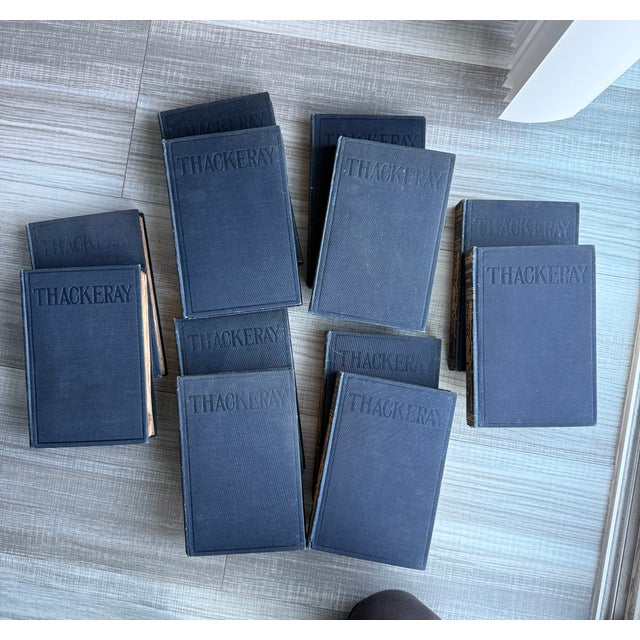 Navy Blue 1900 William Makepeace Thackeray Antique Book Collection - 12 Volumes For Sale - Image 8 of 10