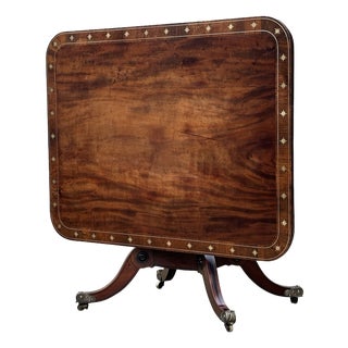 George III Mahogany and Brass Inlay Centre Table, 1790s For Sale