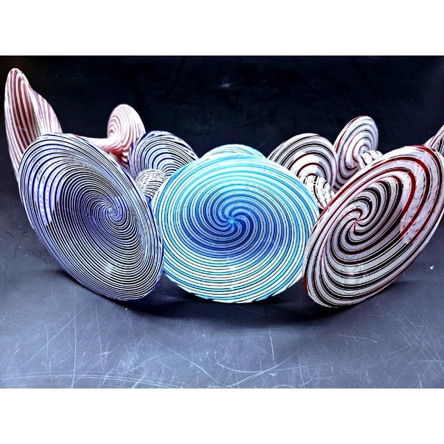 Glass Clear Blue and White Spiral Crystal Baluster-Footed Cups from Baccarat, 1890s, Set of 5 For Sale - Image 7 of 10