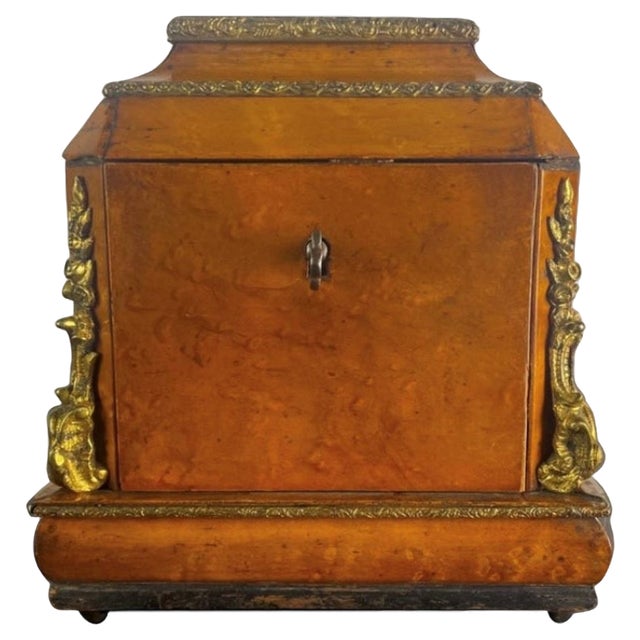 19th Century Restauration Wooden Box with Key, France, 1850s For Sale