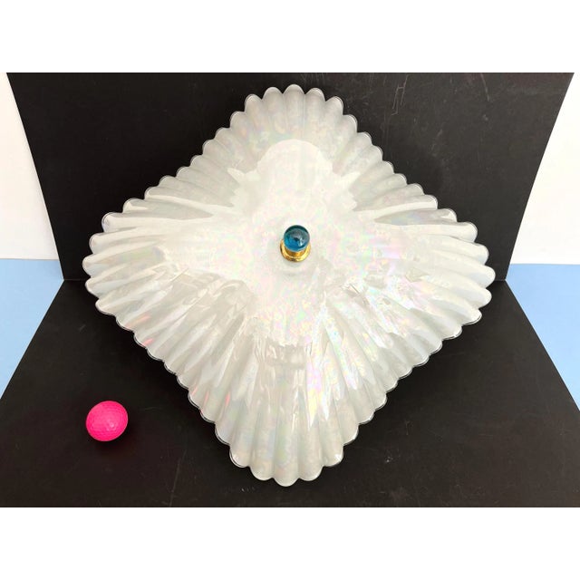 Opalescent Fluted Glass Shell Flush Light For Sale - Image 12 of 18