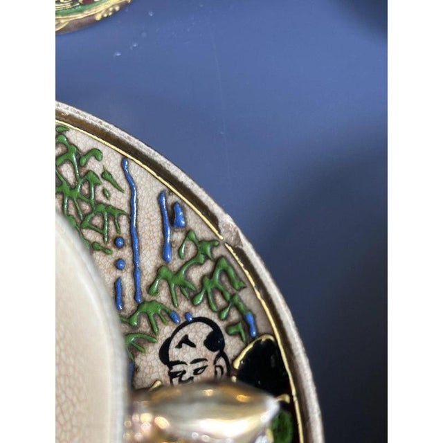 Hand-Painted Satsuma Dragon Tea Service from Kinkozan Tsukuru, 1920s, Set of 15 For Sale - Image 10 of 12