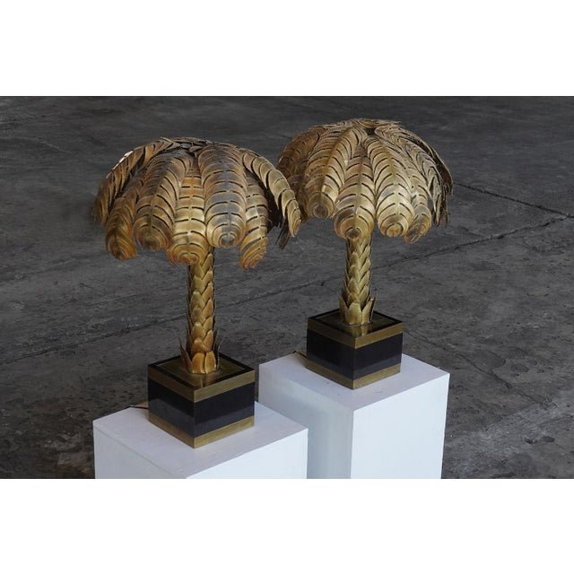 Black Palm Tree Table Lamps by Christian Techoueyres for Maison Jansen, France, 1970s, Set of 2 For Sale - Image 8 of 10