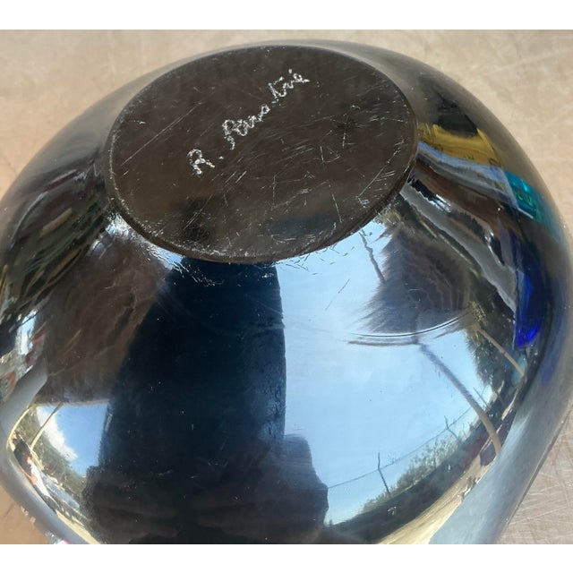 Vintage Boho Black Art Glass Bowl For Sale In West Palm - Image 6 of 11