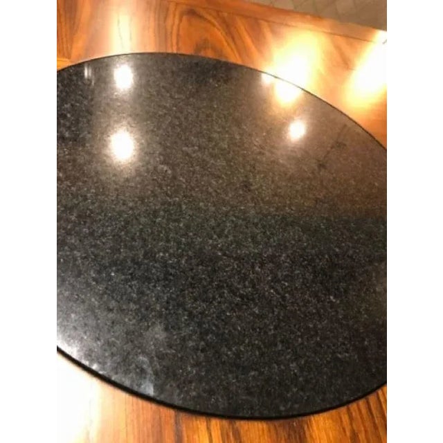 Stone Granite Lazy Susan Drop-Leaf Round Kitchen Dining Table For Sale - Image 7 of 8