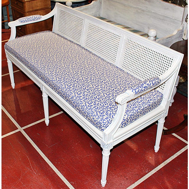 1920s French Louis XVI Style Caned Sette Bench For Sale - Image 13 of 16
