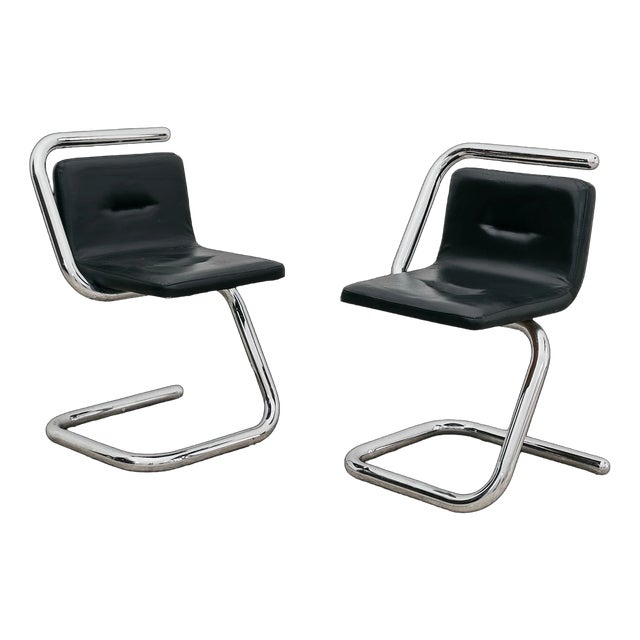 Vintage Chrome Tubular Chairs by Luigi Bardini, 1970s, Set of 2 For Sale