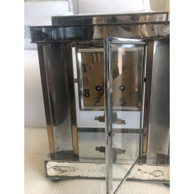 1930s 1930s Art Deco Mirrored Mantel Clock For Sale - Image 5 of 11
