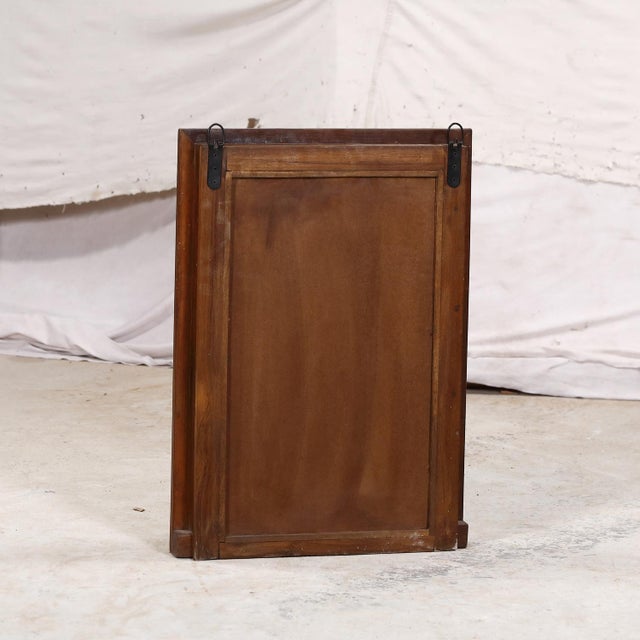 1900 - 1909 Antique Indian Teakwood Carved Window Frame Mirror For Sale - Image 5 of 5