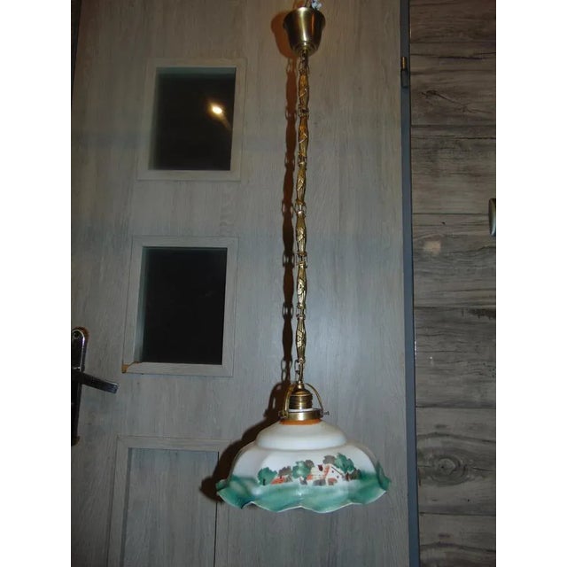 Metal Art Deco Brass Ceiling Lamp, 1920s For Sale - Image 7 of 8