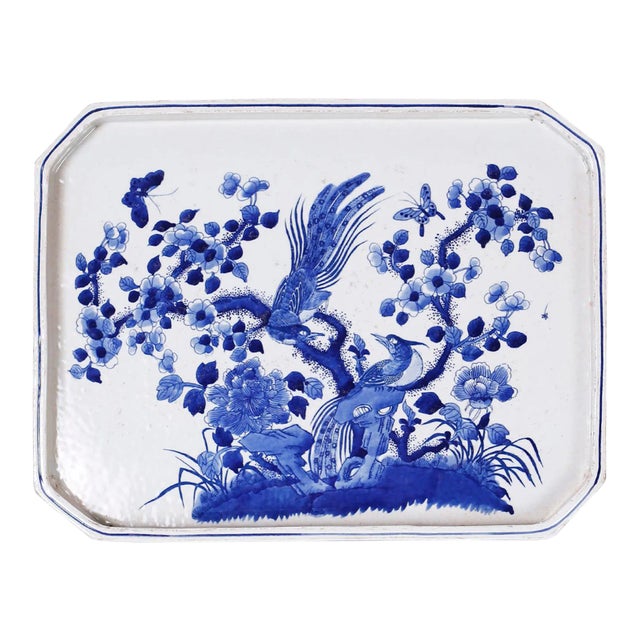 Blue and White Porcelain Tray For Sale
