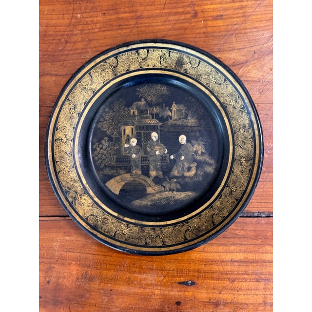 Pair of Papier Mache Chinoiserie Wine Coasters For Sale - Image 6 of 7