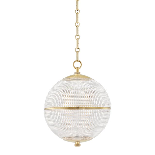Hudson Valley Lighting Mark D. Sikes Sphere No. 3 1-Light Small Pendant, Aged Brass For Sale
