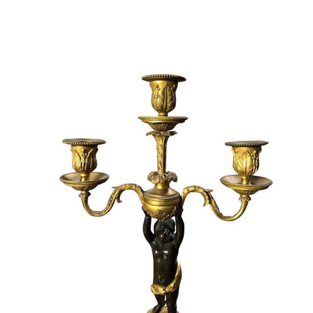Vintage Antique Bronze Louis Xv Candelabra, Set of 2 For Sale - Image 6 of 13