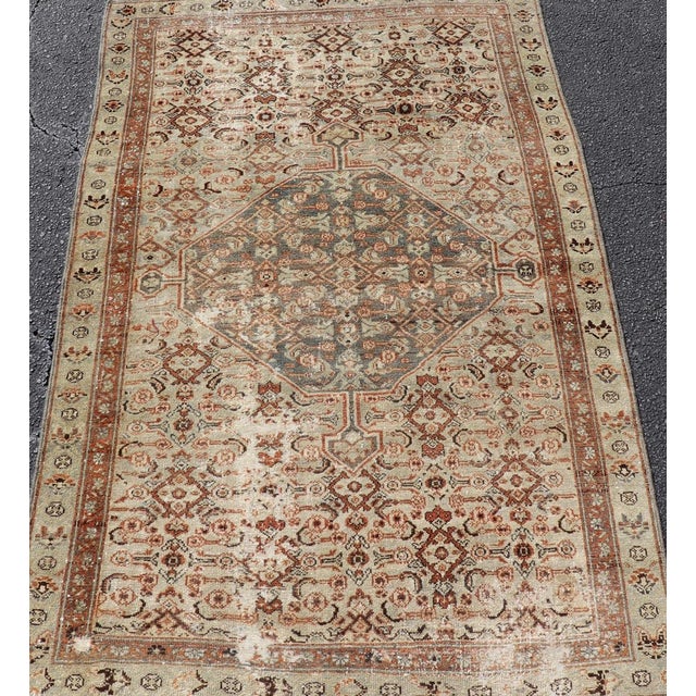 Textile Antique Persian Malayer Rug With Intricate Medallion in Soft Beige 3'8 X 6'2 For Sale - Image 7 of 12