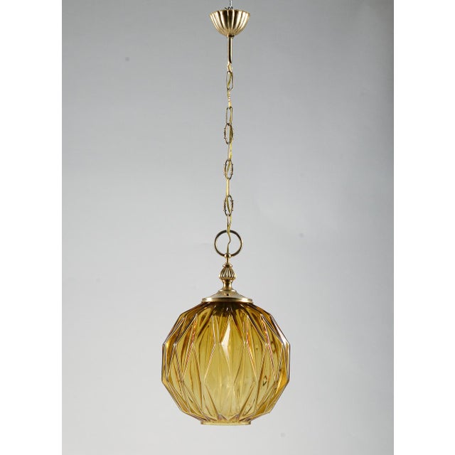 Pendant Light in Facetted Amber Glass by Targetti Stankey, Italy, 1980s For Sale - Image 6 of 10