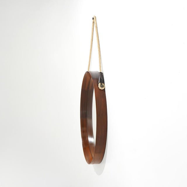 Round Teak Wall Mirror, 1960s For Sale - Image 6 of 14