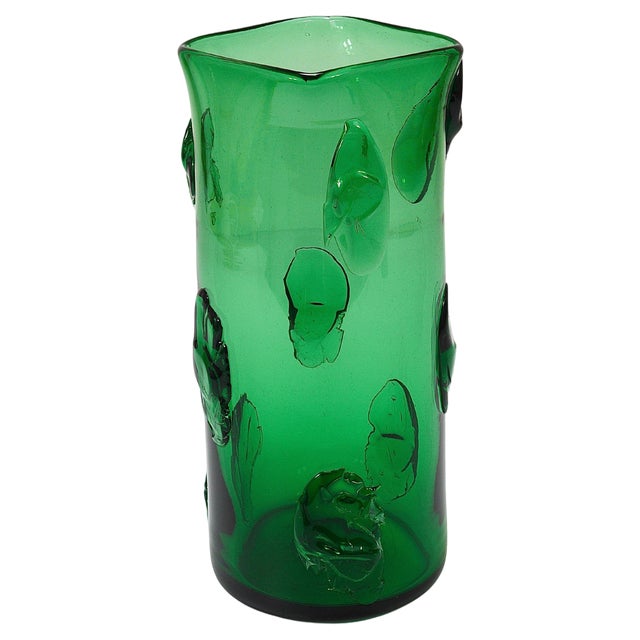 Large Empoli Green Glass Vase, Italy, 1960s For Sale