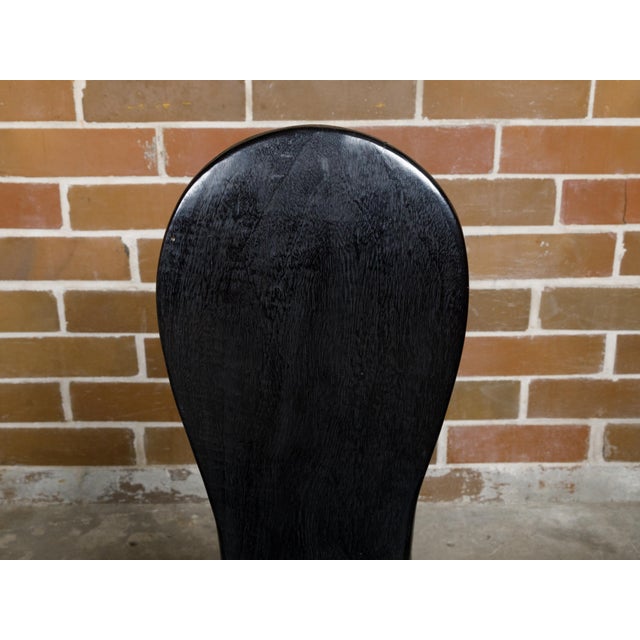 Wood Mid 20th Century Sculptural Pair of Midcentury African Wood Spoon Back Black Chairs For Sale - Image 7 of 12