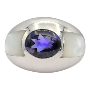 Late 20th Century Mauboussin Blue Violet Iolite Ring 18k (750) White Gold, Size 6