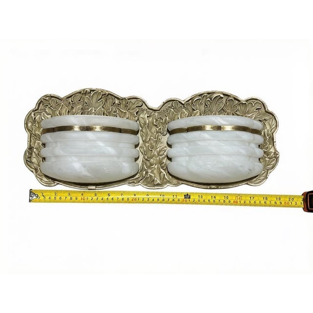 1920s Art Deco White Glass Double Wall Sconce For Sale - Image 9 of 10