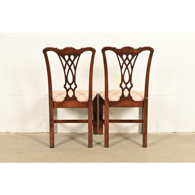 Baker Furniture Style Georgian Carved Mahogany Dining Chairs, Set of Four For Sale - Image 11 of 12
