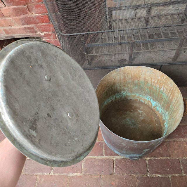 Antique Bramhall, Deane & Co. Massive 16" Copper Stock Pot With Lid For Sale - Image 4 of 10