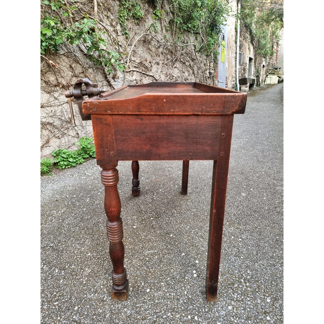 French Watchmakers Workbench with Drawers and Leather Surface, 1900s For Sale - Image 12 of 18