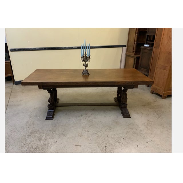 1940s Vintage Monastery Table in Oak, 1940 For Sale - Image 5 of 13