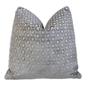 Designer Paloma Gray Cut Velvet Feather/Down Pillow